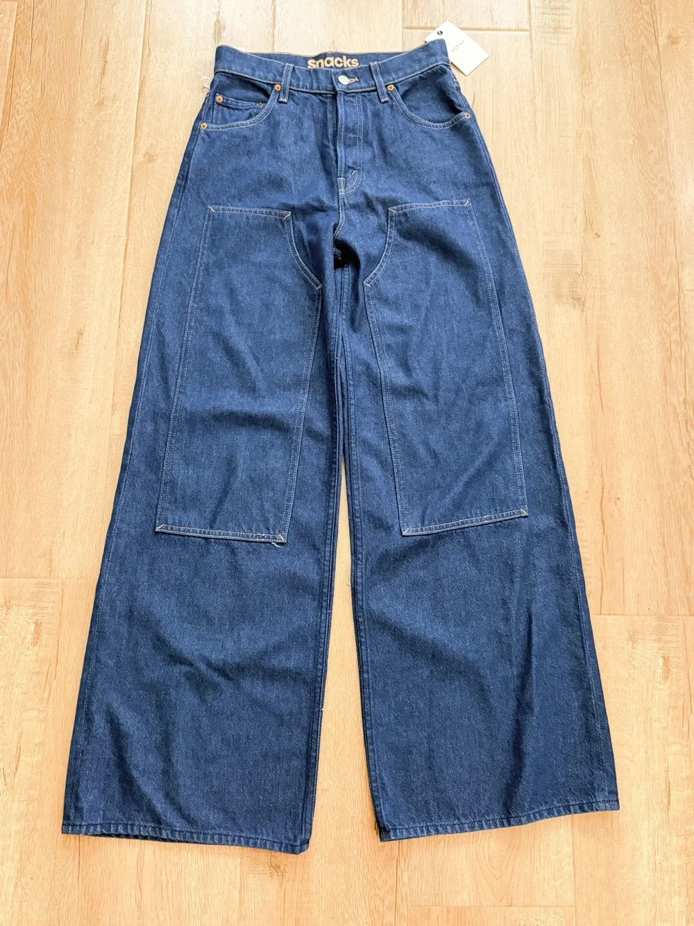NWT Mother Snacks! Denim The Bee's Knees Double Dip Skimp Jeans Wide Leg 27” - Picture 2 of 10